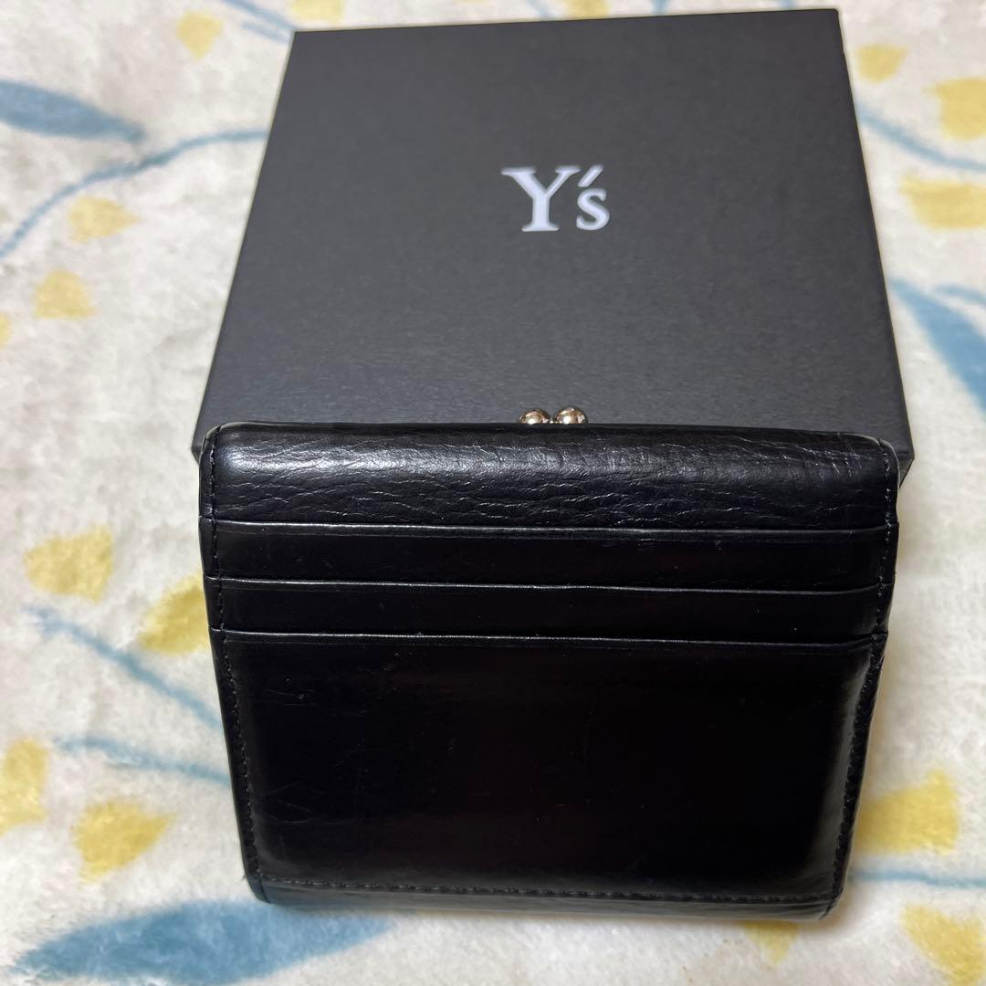 Y's がま口財布 ブラック レザー シルバー金具 定価41800円 日本製