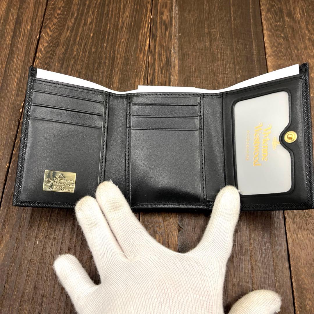 新品未使用　ヴィヴィアンウエストウッド 三つ折財布　黒　がま口　②