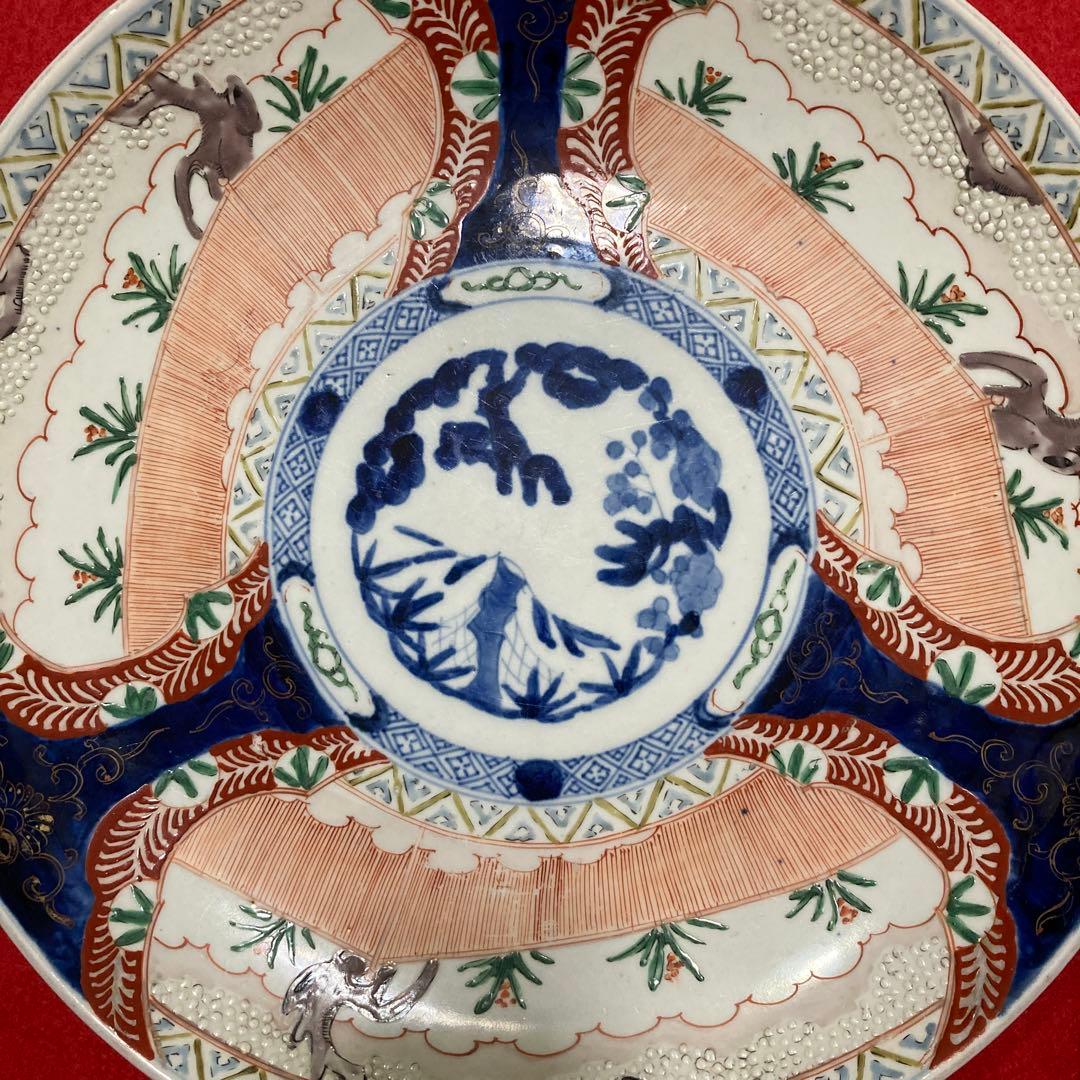 古陶磁　佐賀　古伊万里　　　　　　　　　　　　　　　　　　白磁色絵大皿　（美品）