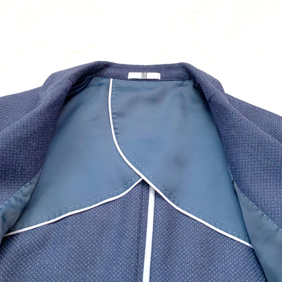 【極美品】スーツセレクト セットアップ 胡桃ボタン バスケット織 ネイビー Y6