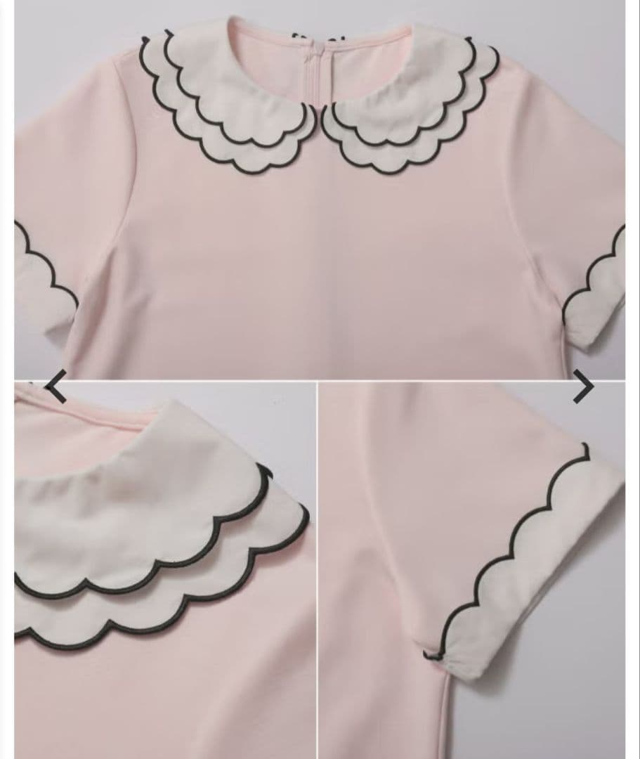 firmore 刺繍ダブルカラーレイヤードトップス ブラック