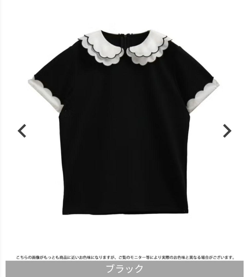 firmore 刺繍ダブルカラーレイヤードトップス ブラック
