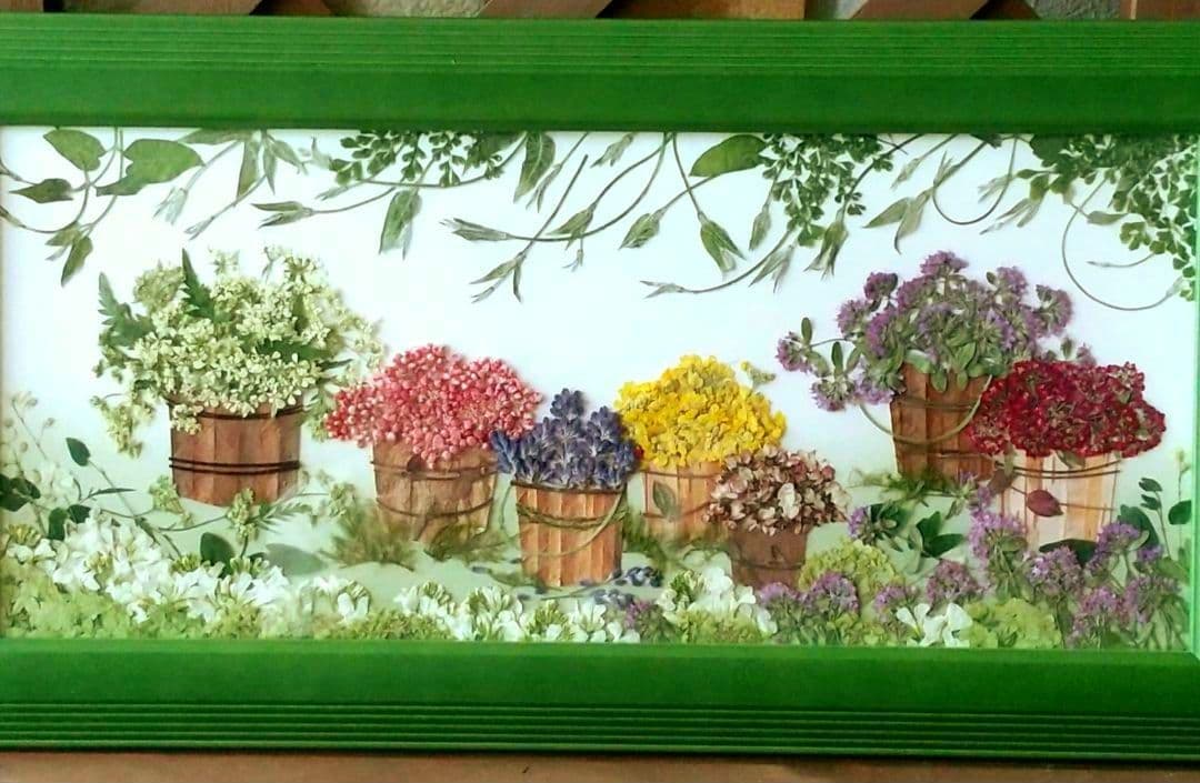 押し花アート〜桶の花〜押し花額押し花絵画 額装 風景画 アート インテリア 絵画