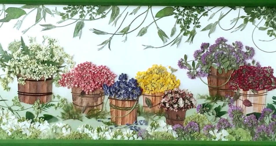 押し花アート〜桶の花〜押し花額押し花絵画 額装 風景画 アート インテリア 絵画
