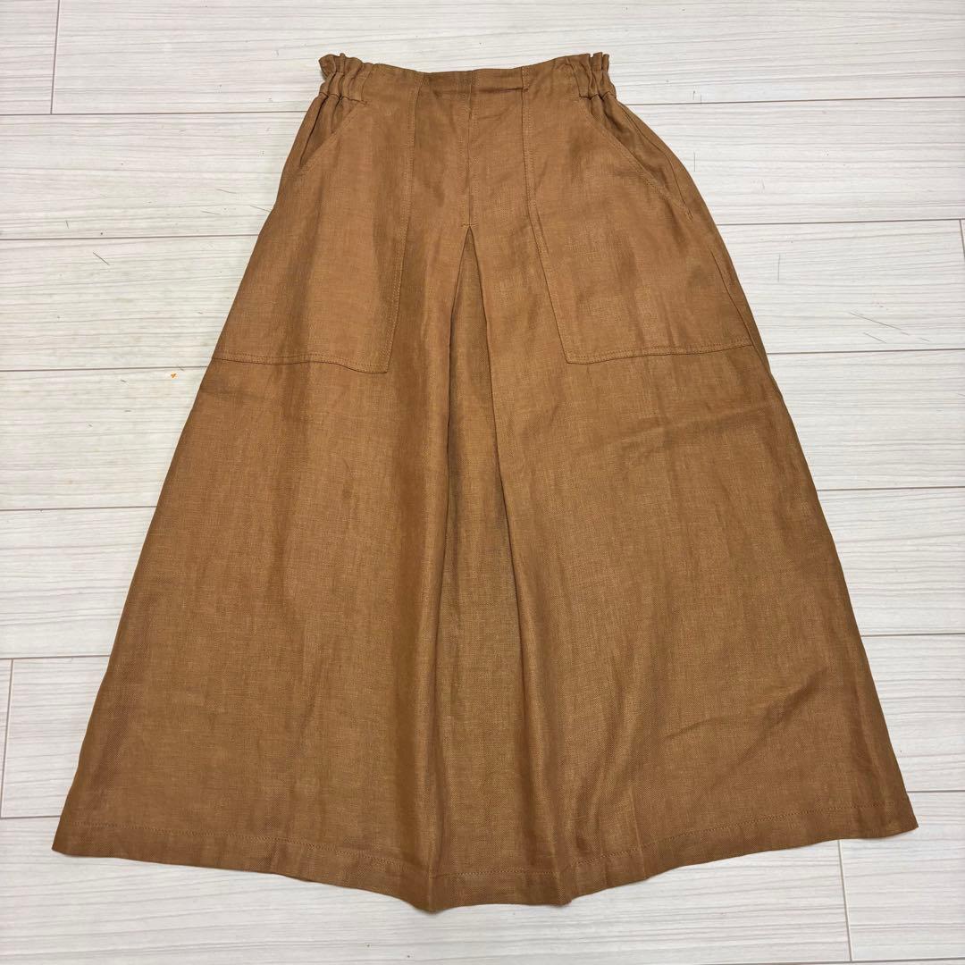 美品 LOISIR ロワズィール 麻 リネン ツイル ベイカー ロング スカート