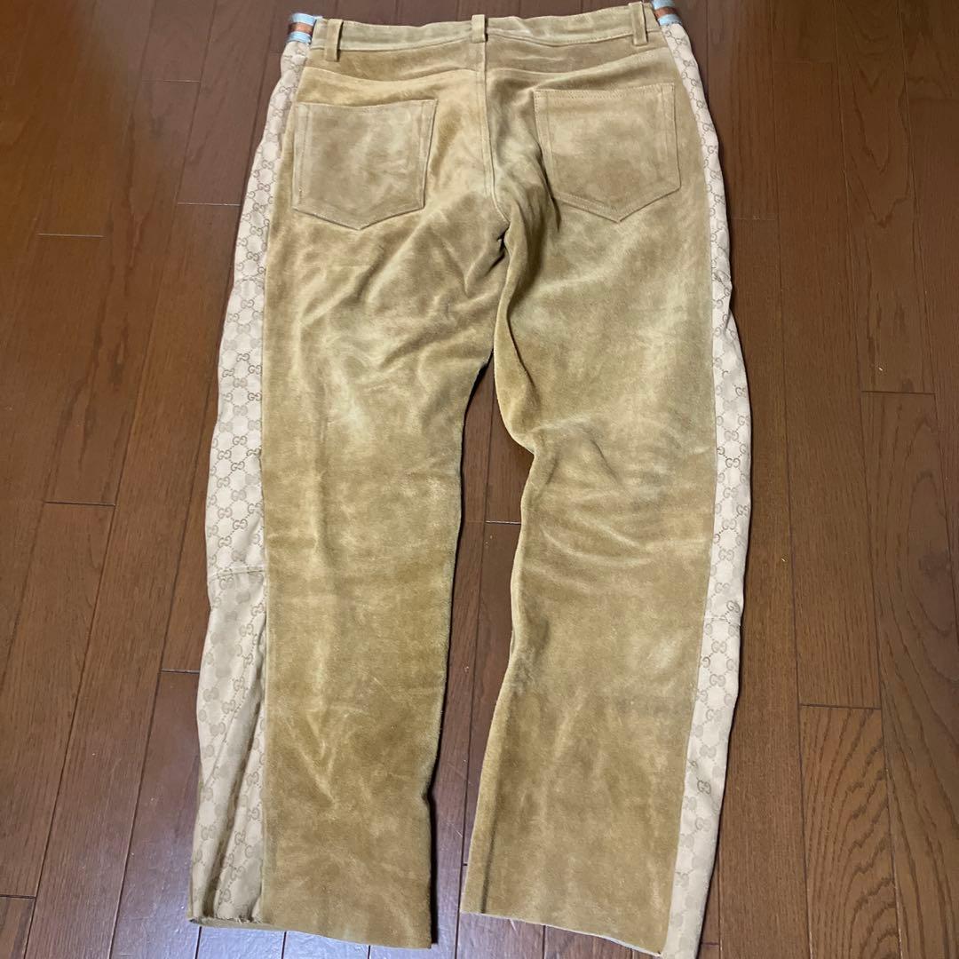 く*ろ様 gucciカスタム　再構築スウェードパンツ W38 グッチ