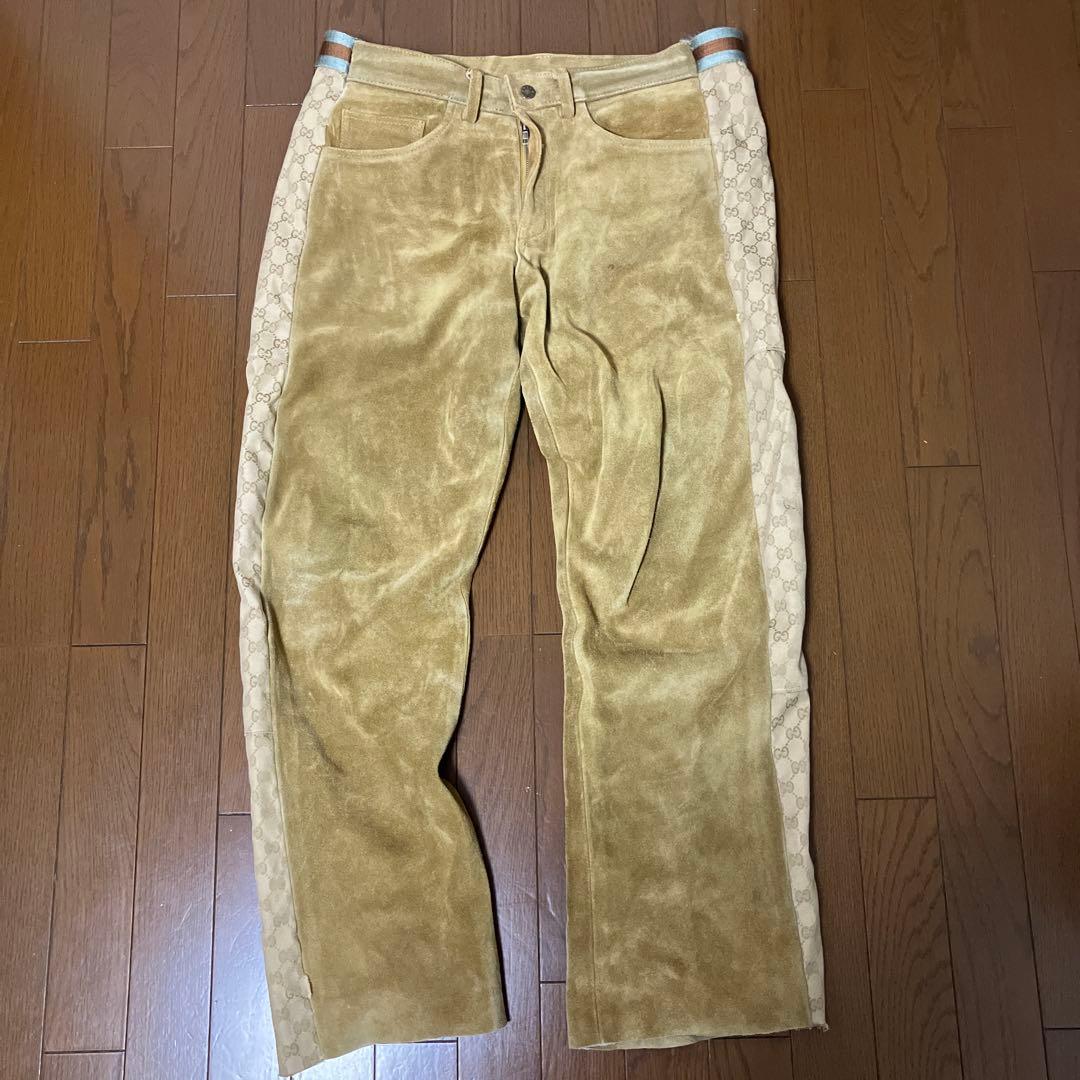 く*ろ様 gucciカスタム　再構築スウェードパンツ W38 グッチ