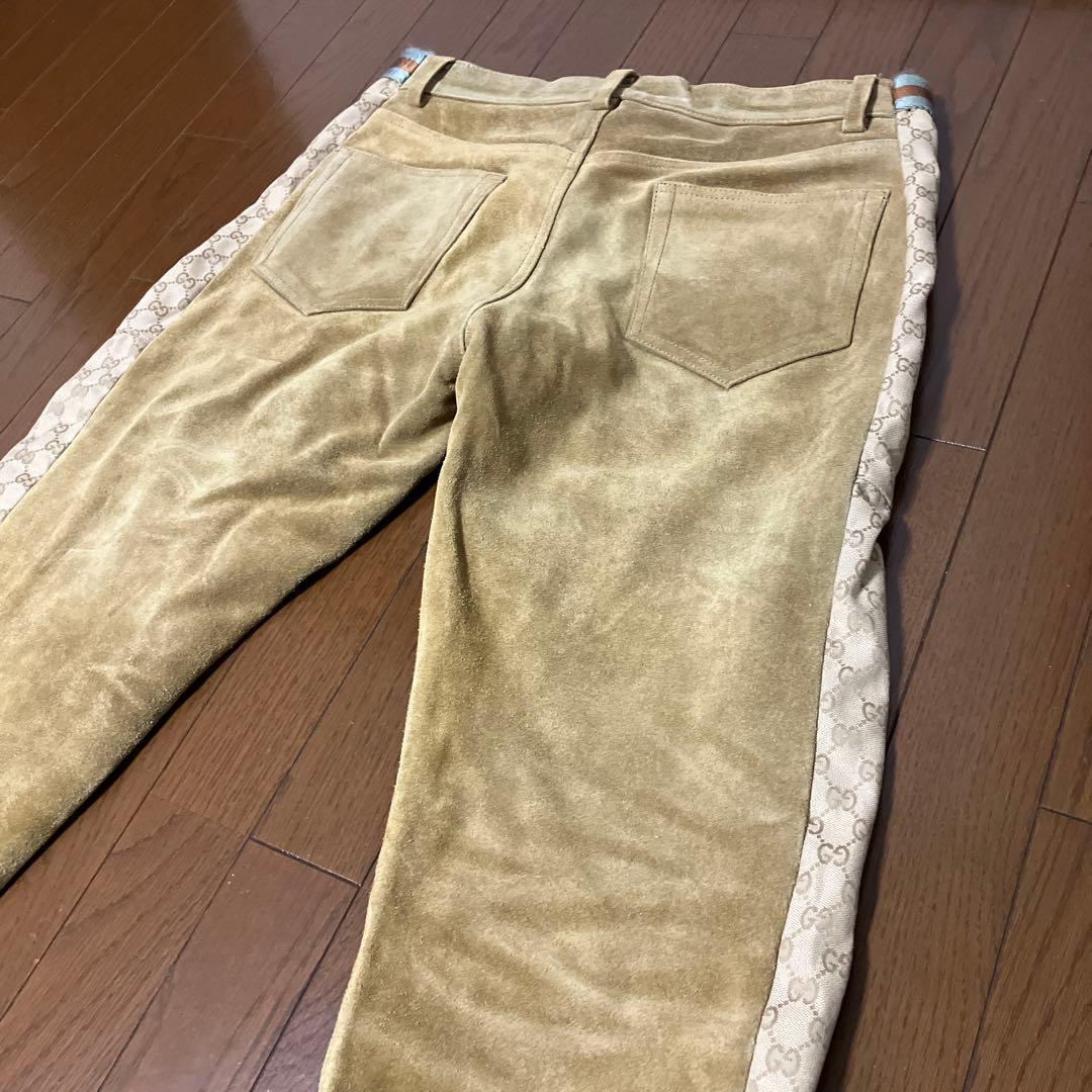 く*ろ様 gucciカスタム　再構築スウェードパンツ W38 グッチ