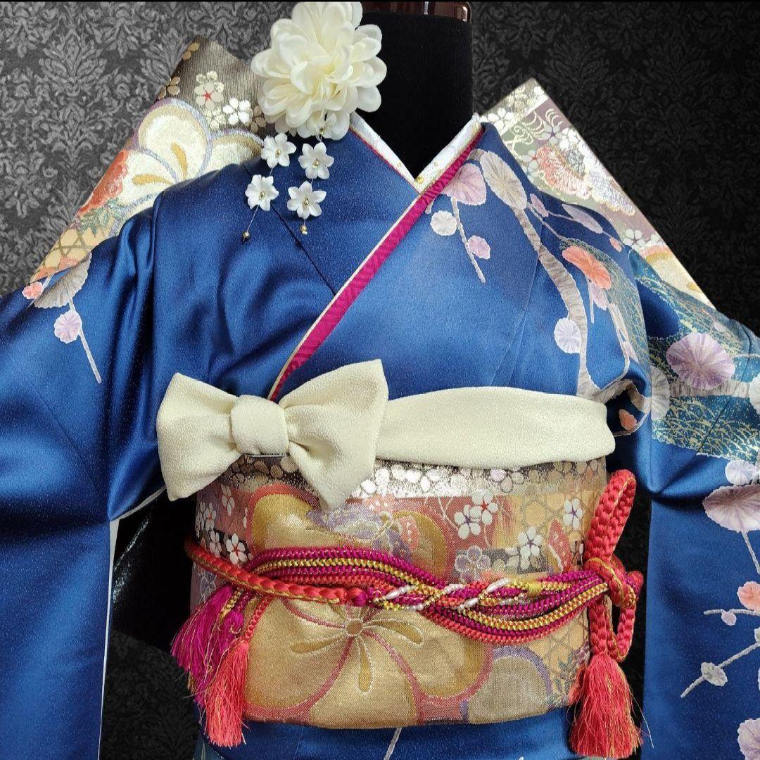 SALE中☆振袖フルセット(6点)成人式・金銀彩加工・金駒刺繍・たたき染め・舞蝶