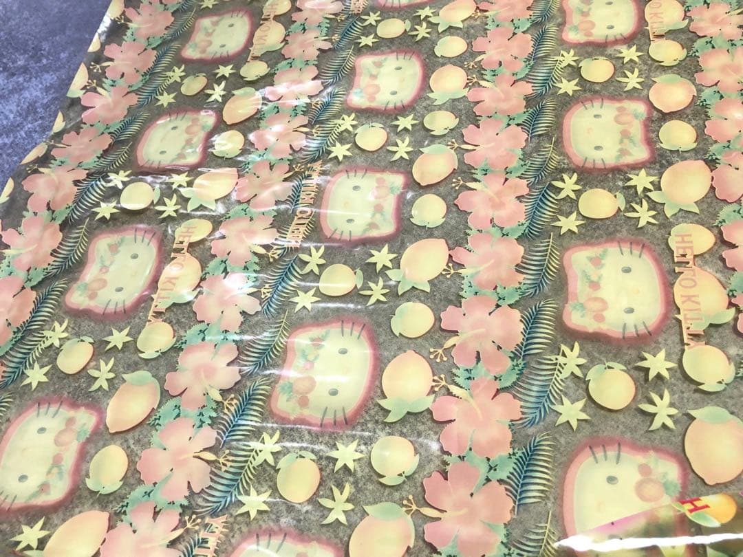 ☆レア☆ キティ　ハイビスカス　ビニール　生地　キティちゃん　キティーちゃん