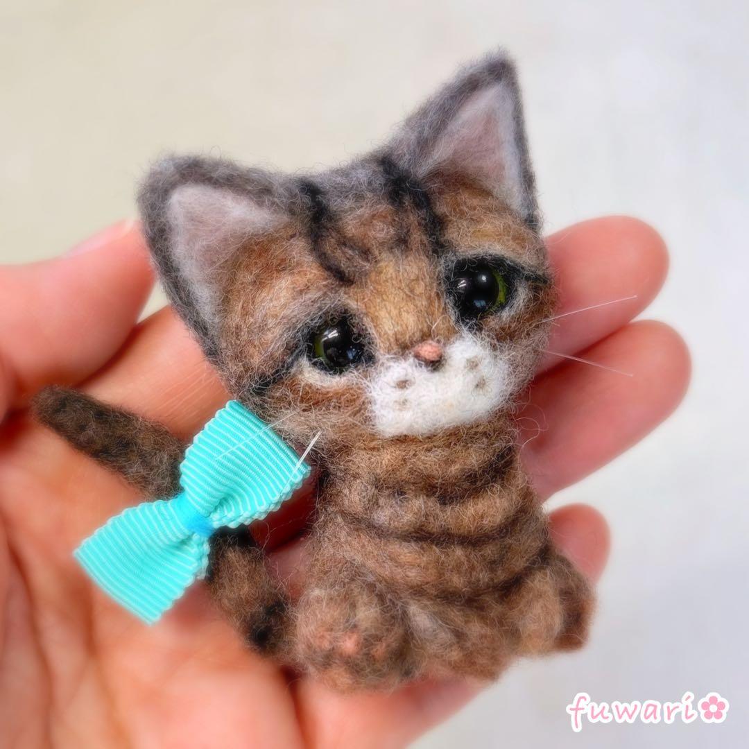リクエスト品　羊毛フェルト　ちょこんと甘えんぼハチワレ♡おすましキジトラセット