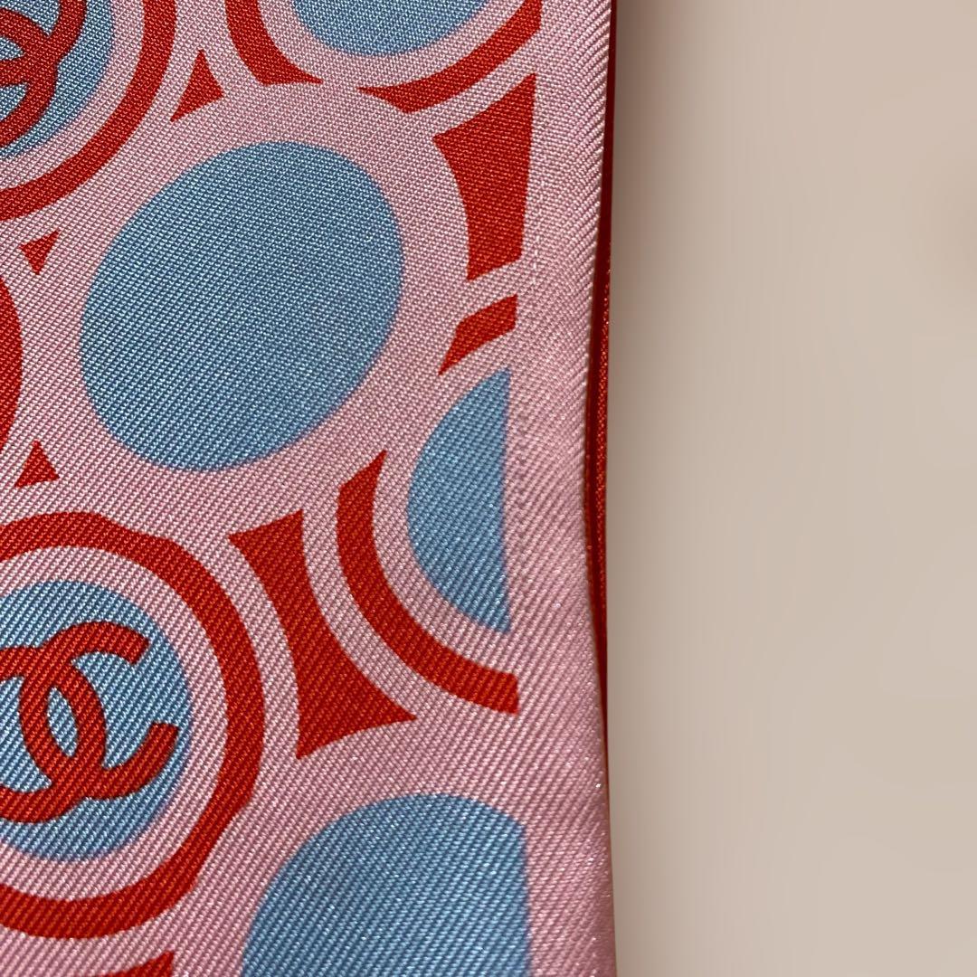 CHANEL シルクストール ドット柄 ココマーク マルチカラー ココシャネル