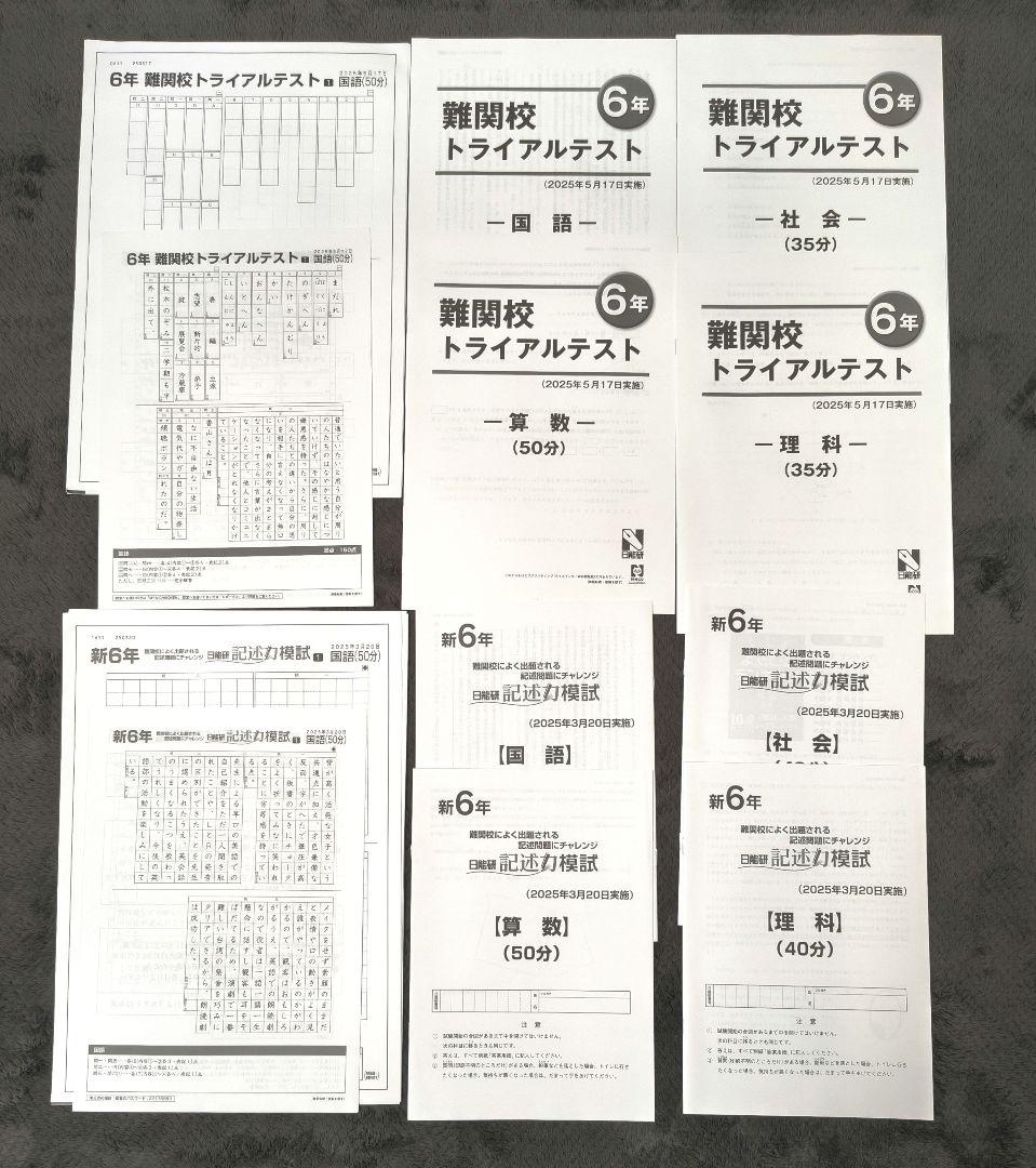 【新品】 日能研 2025年度 6年生 テスト 1年分 フルセット 書き込み無し
