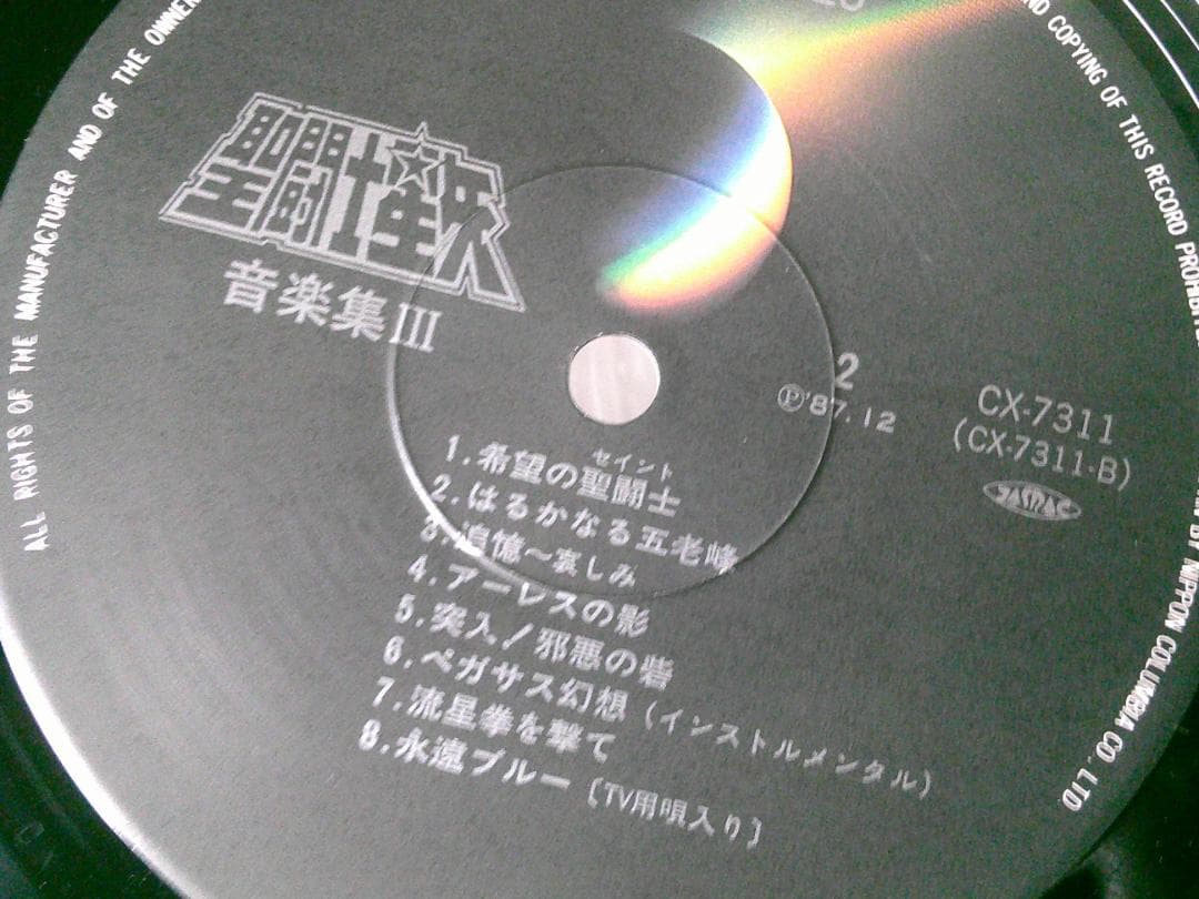 アニメレコード LP 12インチ 【聖闘士星矢 音楽集 Ⅲ】 帯付き 美盤