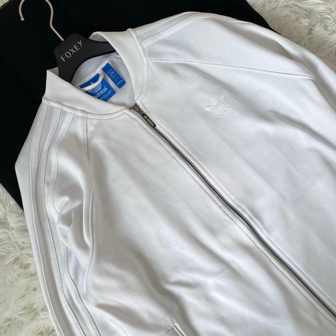 希少・美品✨adidas オールホワイト　トラックジャケット　トレフォイルロゴ