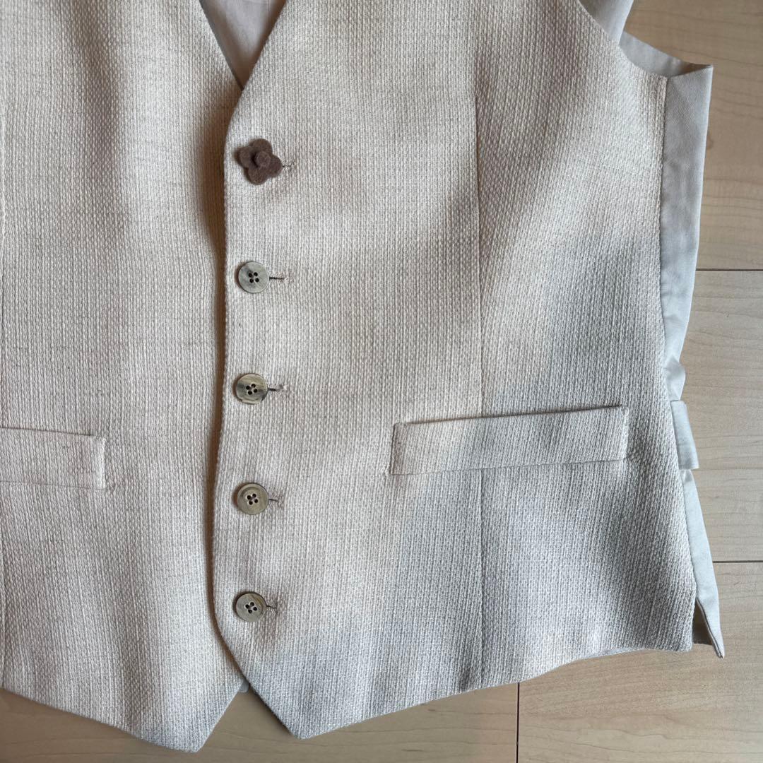 LARDINI コットンリネン ジレベスト ブートニエール付き 結婚式