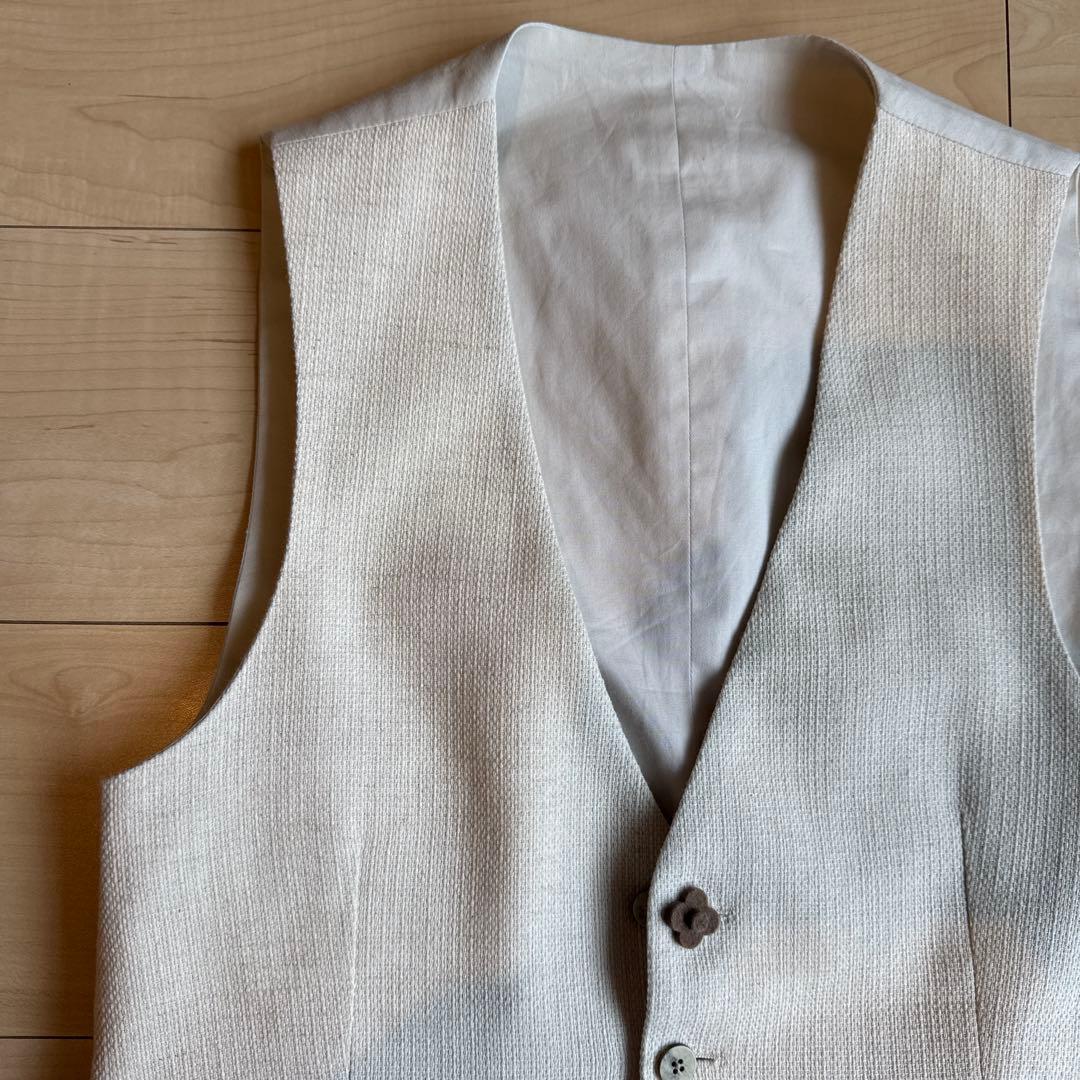 LARDINI コットンリネン ジレベスト ブートニエール付き 結婚式