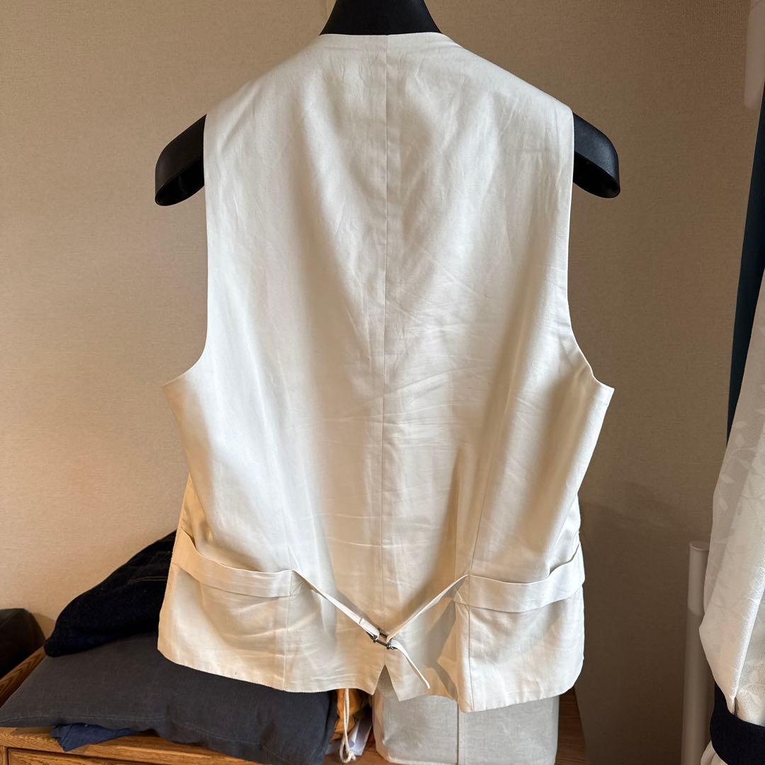 LARDINI コットンリネン ジレベスト ブートニエール付き 結婚式
