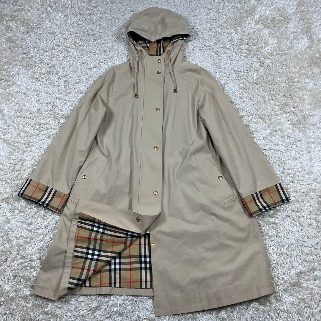 Burberrys バーバリー ノバチェック 金ボタン フード付き コート M