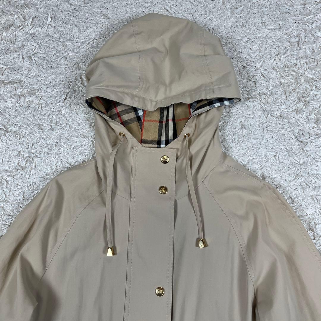 Burberrys バーバリー ノバチェック 金ボタン フード付き コート M