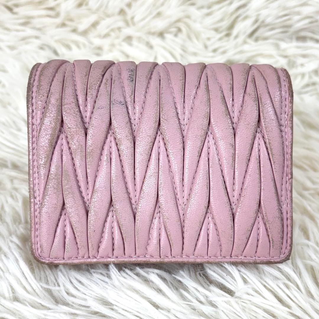 MIU MIU ミュウミュウ マテラッセ 二つ折り財布 ピンク