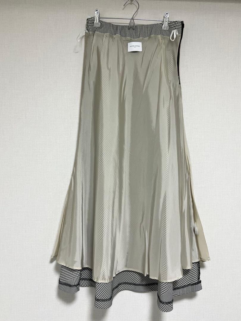 火花様**UNITED ARROWS フレアマキシスカート グレー チェック