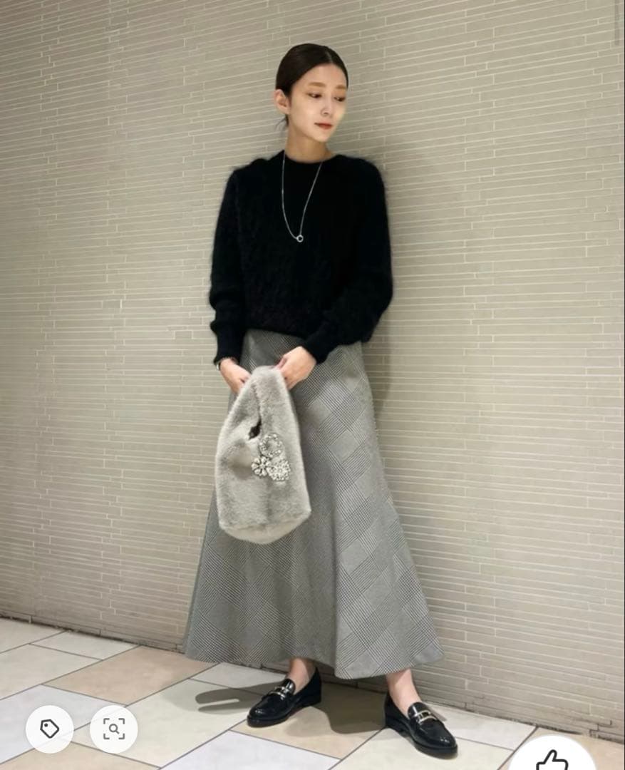 火花様**UNITED ARROWS フレアマキシスカート グレー チェック