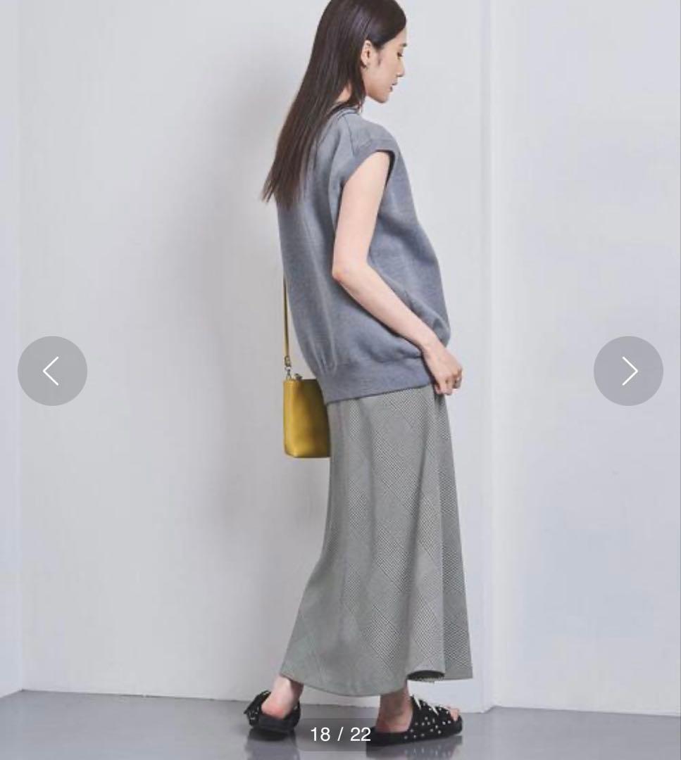 火花様**UNITED ARROWS フレアマキシスカート グレー チェック