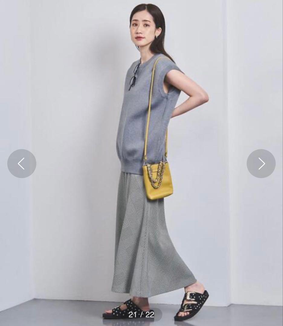 火花様**UNITED ARROWS フレアマキシスカート グレー チェック