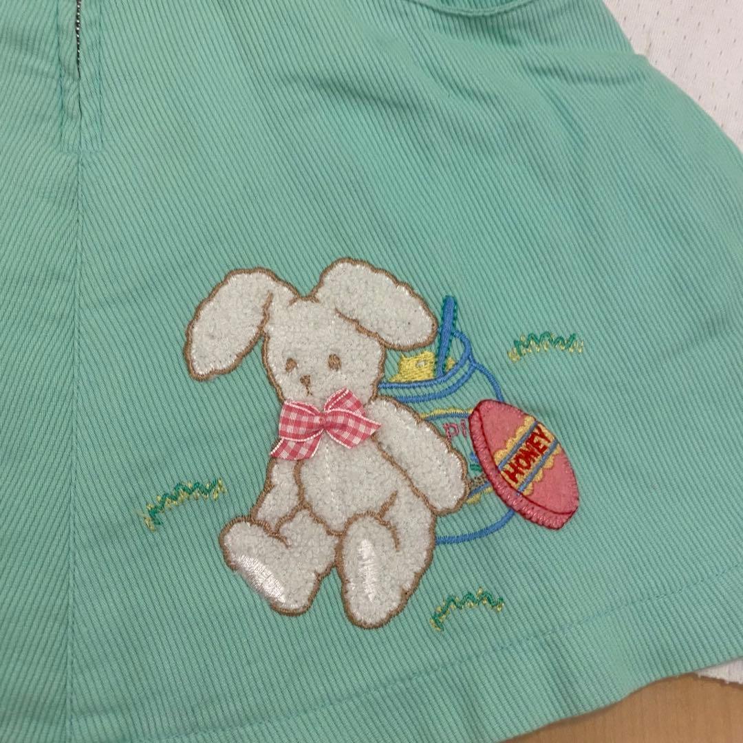 ☆ 稀少 ☆メゾピアノのセットうさぎちゃん柄グリーンワンピースシャツ半袖ブラウス
