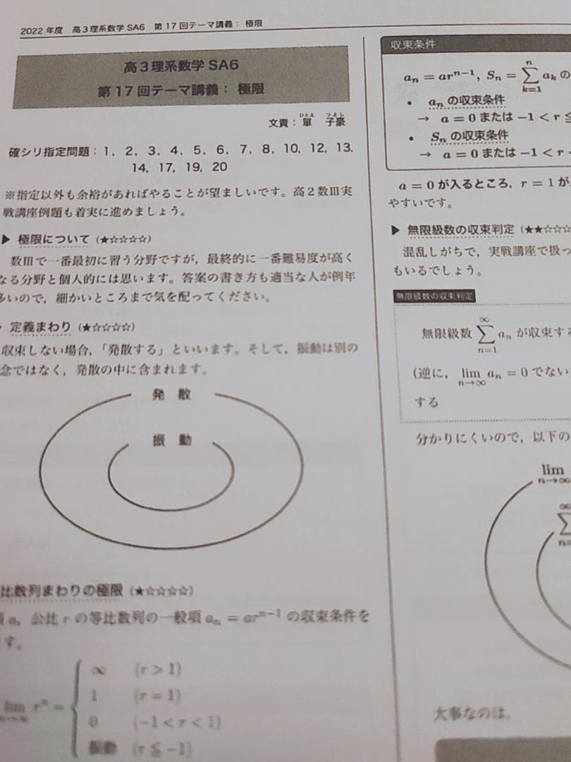 鉄緑会の22年最新版高3数学SAテーマ講義集数Ⅲ範囲フルセット　駿台　河合塾