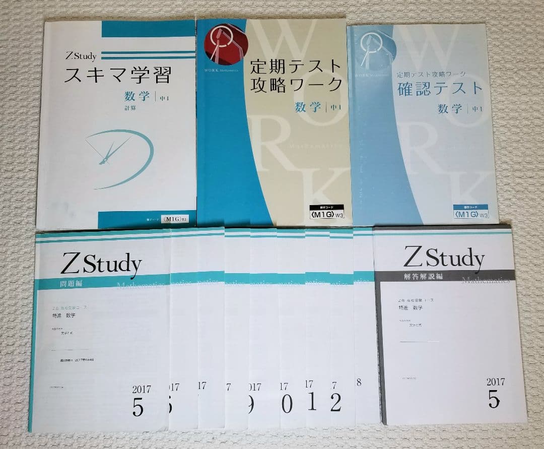 Z会★ZStudy 高校受験コース 特進クラス★数学 国語★中1★USED