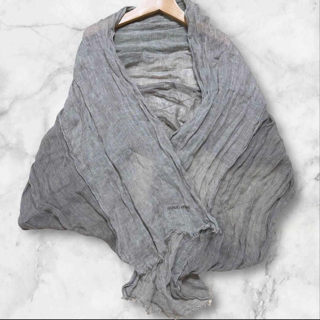 極美品 最高級 GIORGIO ARMANI グレンチェック大判ストール グレー