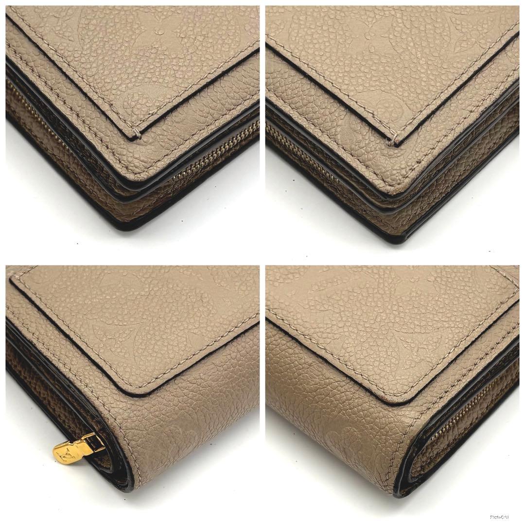 【超美品】ルイヴィトン アンプラント クレア ベージュ 二つ折り財布 付属品あり