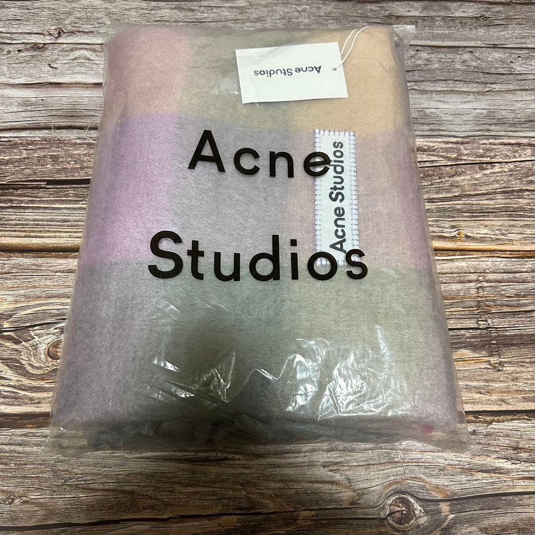 ぽ*子様 Acne Studios モヘアチェックスカーフ ピンク系　マフラー