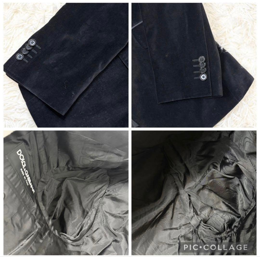 希少✨未使用級 DOLCE&GABBAN ベロア テーラードジャケット 黒