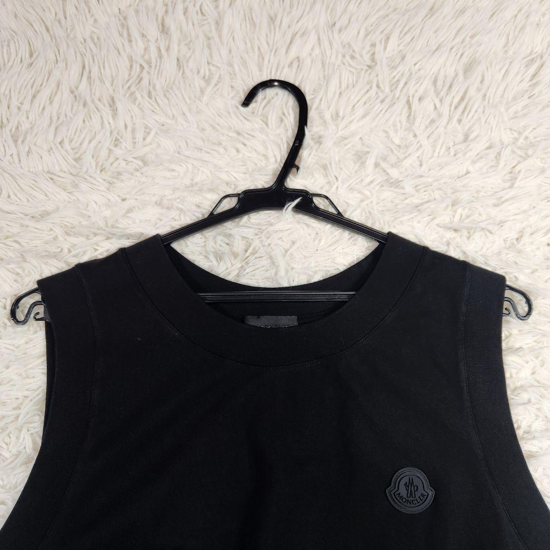 極美品 MONCLER タンクトップ ロング ロゴワッペン プリント Lサイズ