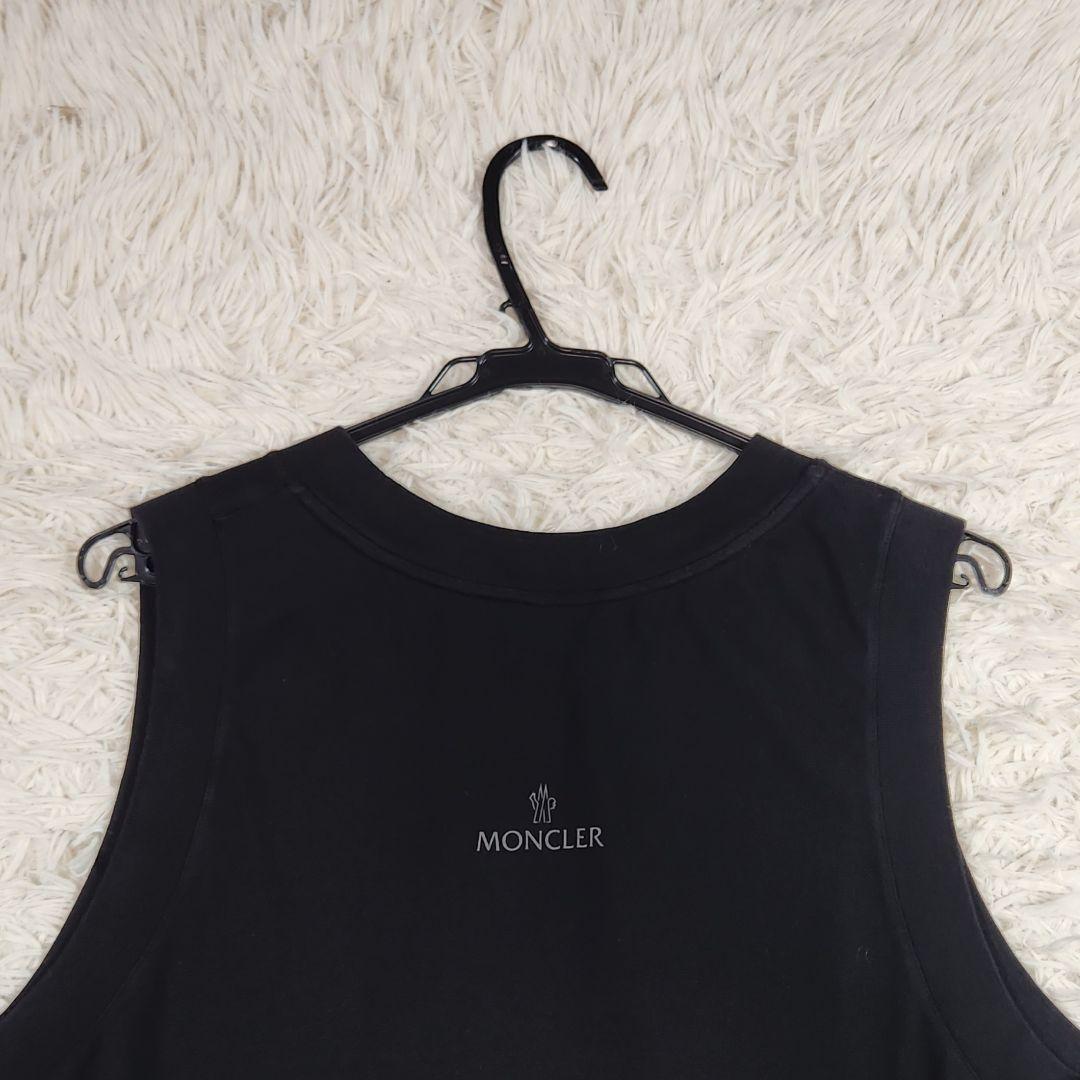 極美品 MONCLER タンクトップ ロング ロゴワッペン プリント Lサイズ