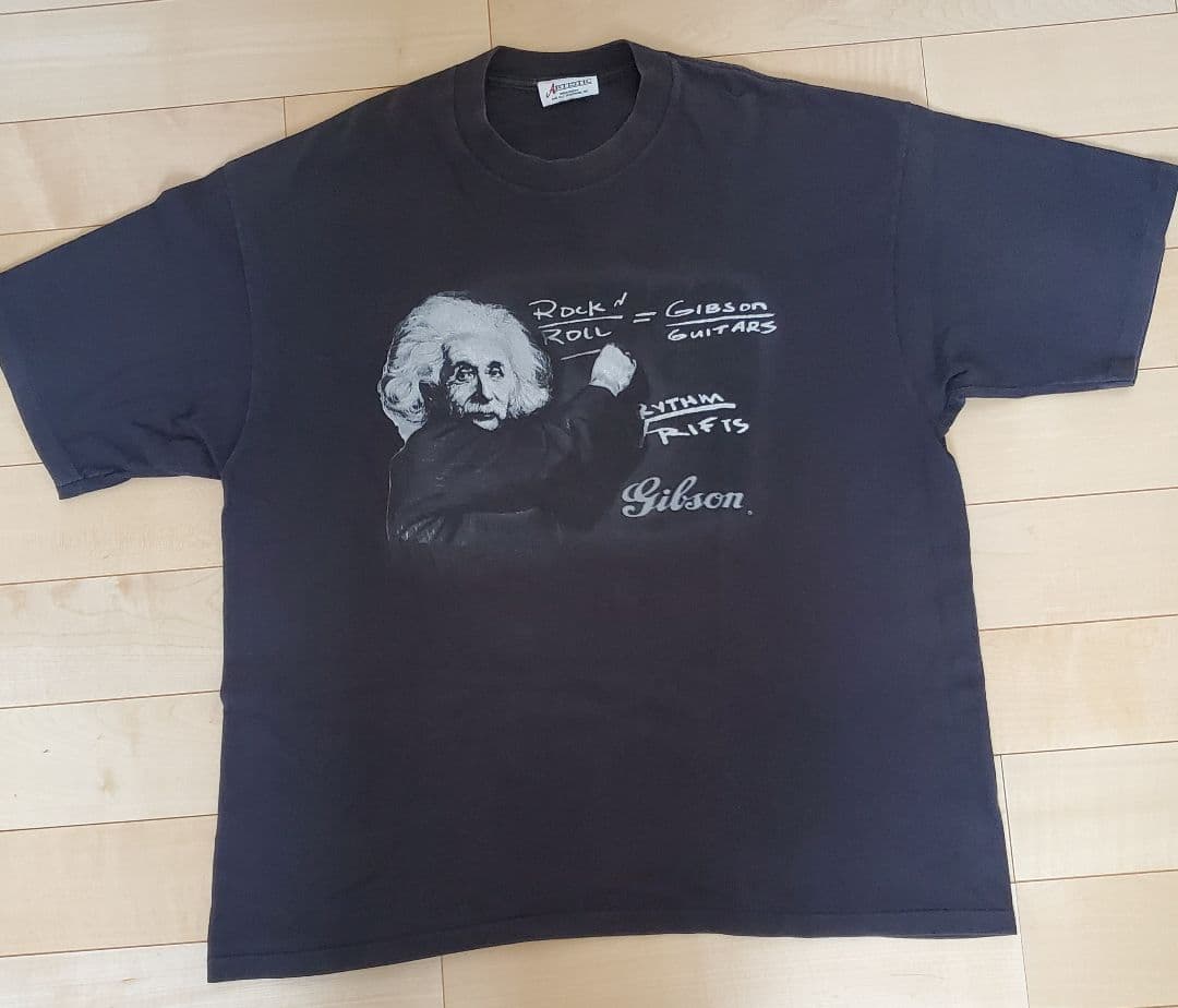 偉人アインシュタインギブソン授業ビンテージTシャツブラックXL