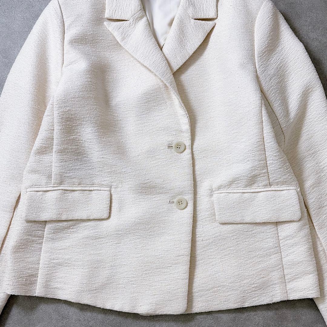 美品 COHINA スリットスリーブツイードジャケット オフホワイト