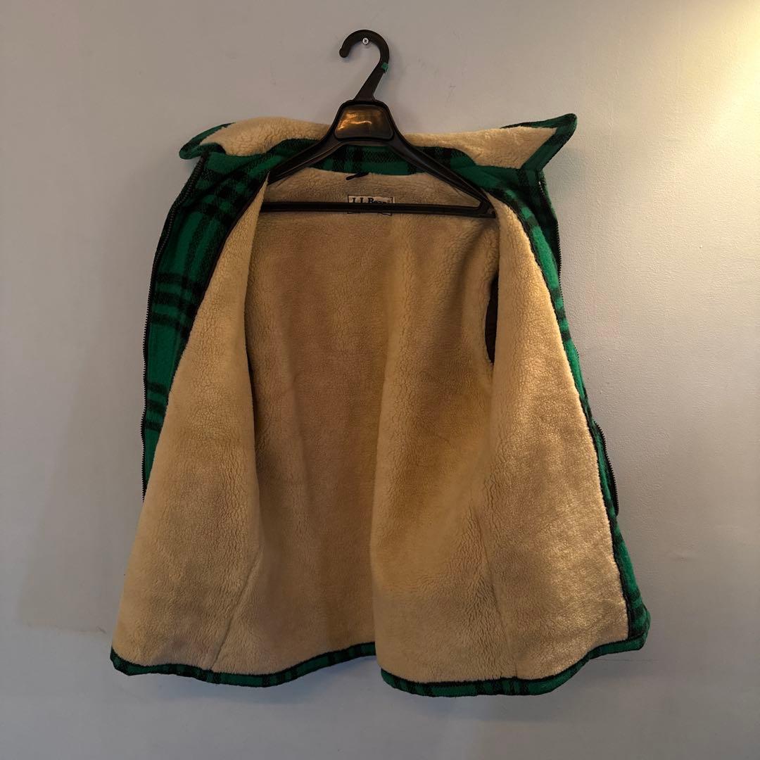 L.L.Bean 緑・黒チェック フリースジャケット