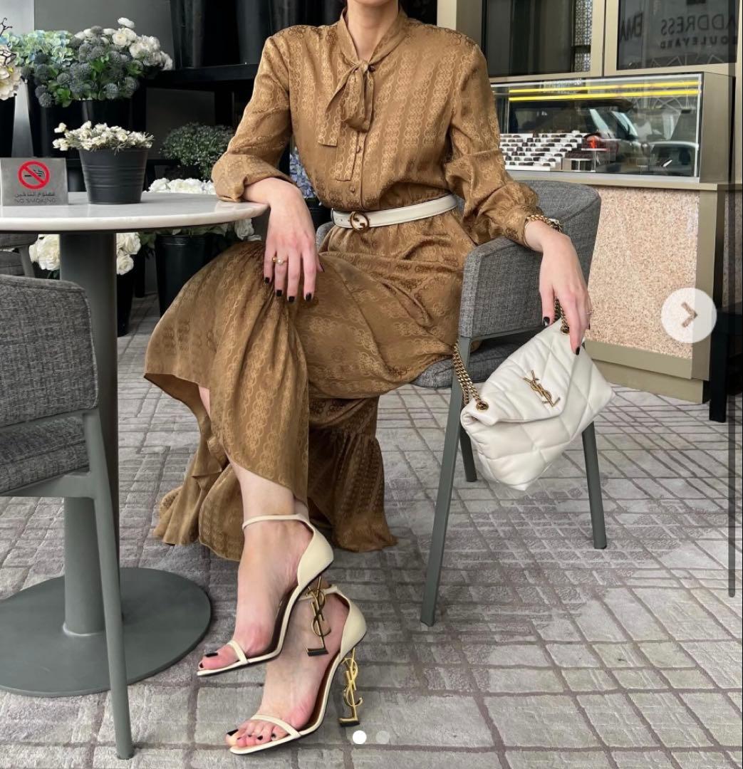 k*a様 GUCCI ロッキングシルクワンピース ドレスシャツ GGロゴ柄