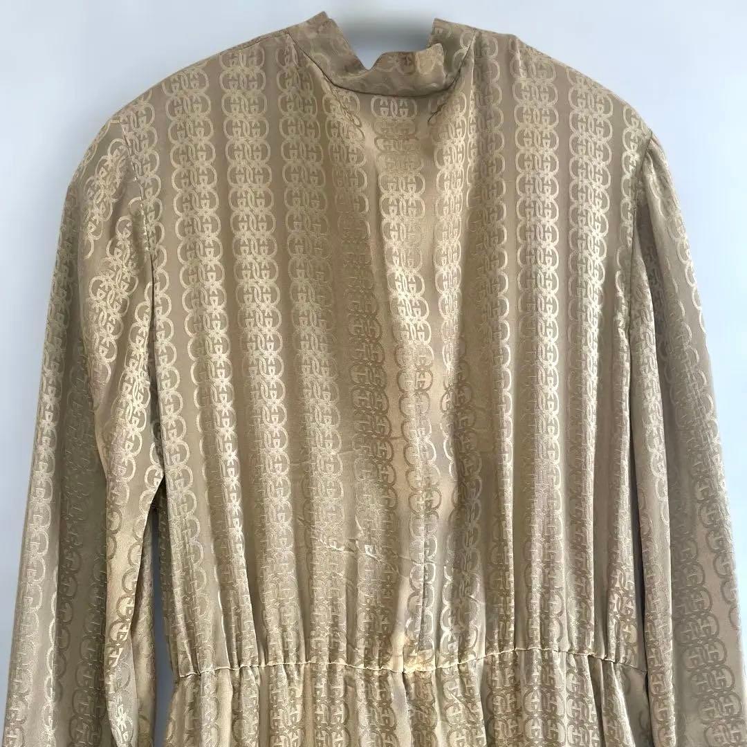 k*a様 GUCCI ロッキングシルクワンピース ドレスシャツ GGロゴ柄