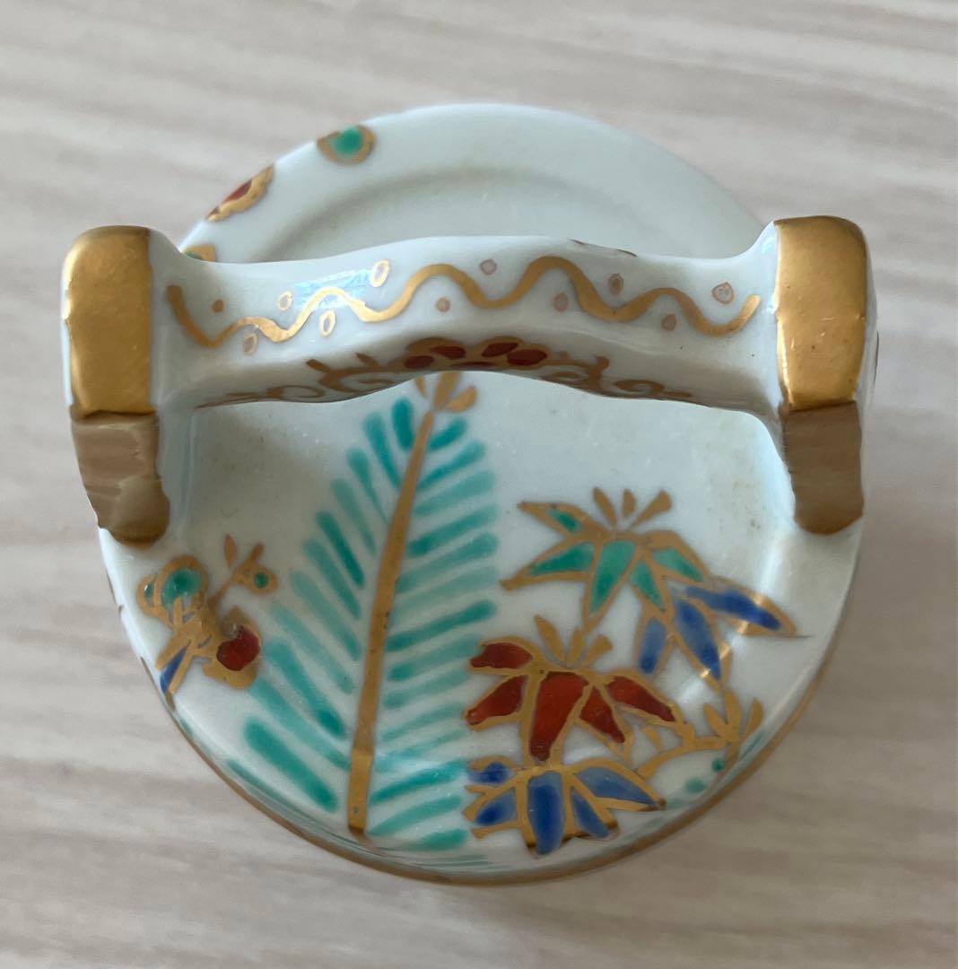 茶道具　手桶香合　色絵　高野昭阿弥