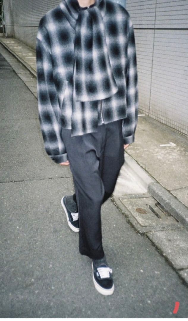 ジャケット・アウター soe Ombre Check Short Jacket with Scarf