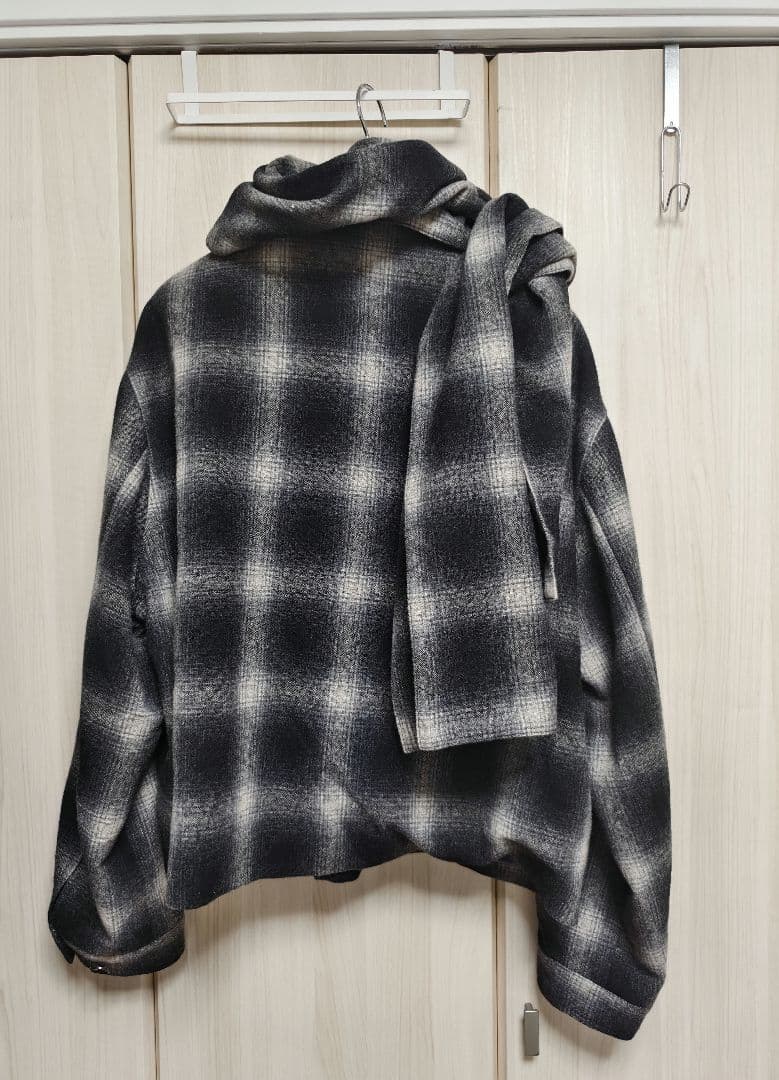 ジャケット・アウター soe Ombre Check Short Jacket with Scarf