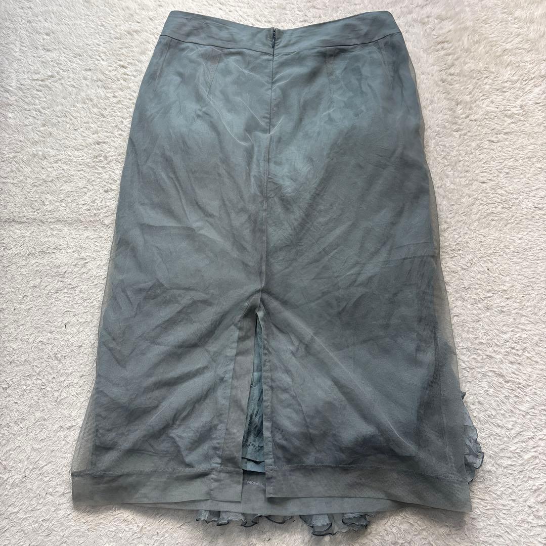 DRIES VAN NOTEN シルクチュールスカート　フラワーモチーフ