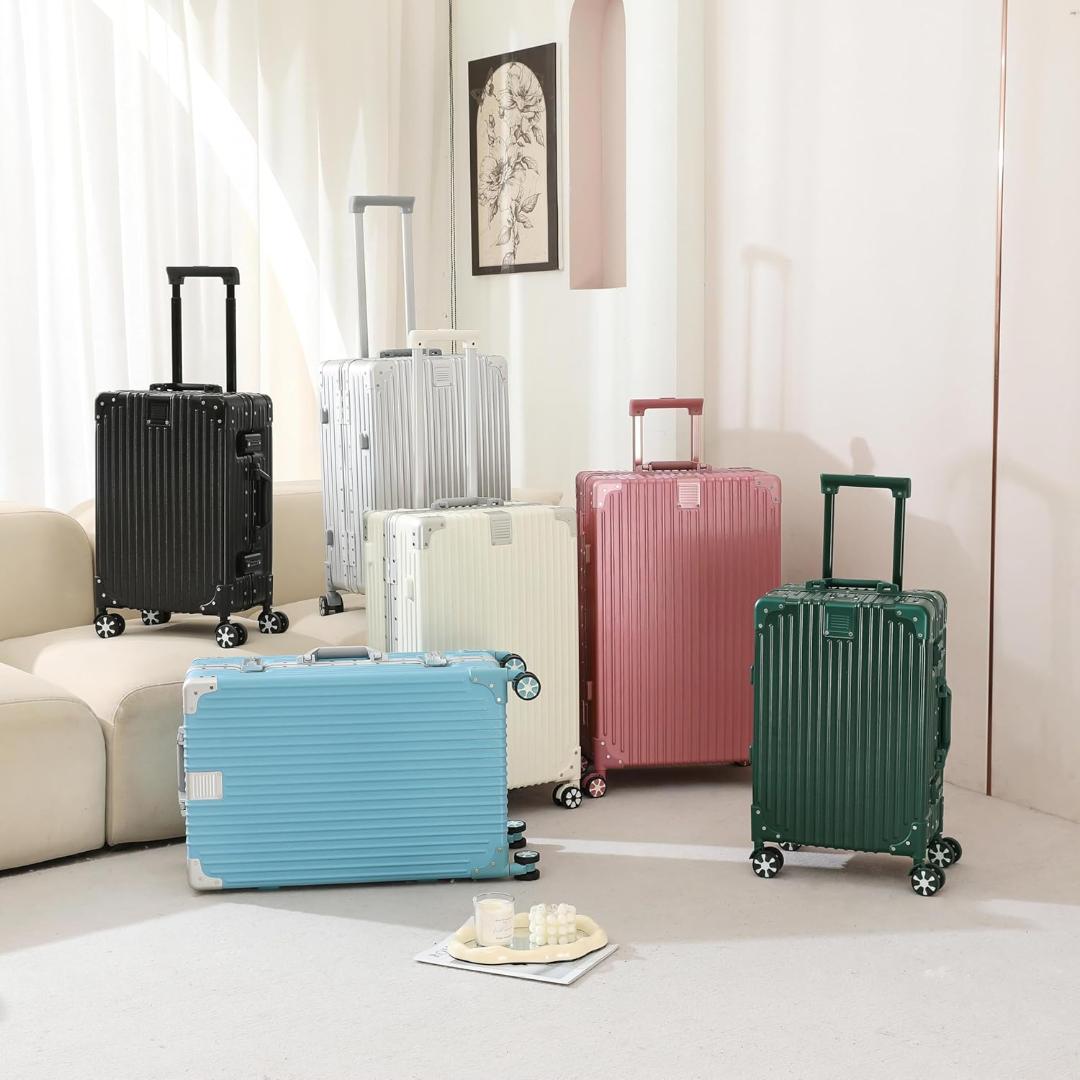 【アルミフレーム】スーツケース シルバー　Mサイズ 60L 4〜5泊　旅行　出張