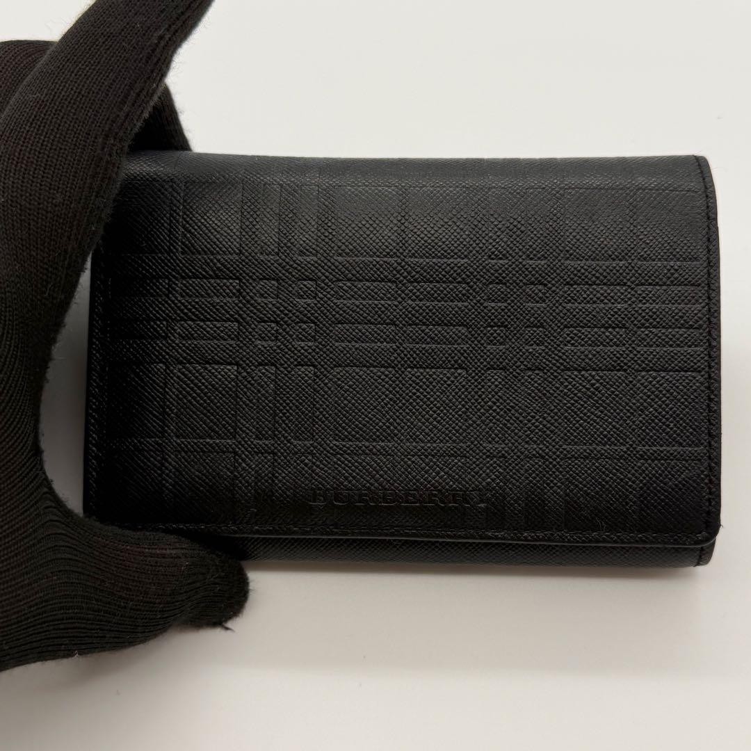 BURBERRY バーバリー　折り財布　エンボス　サフィアーノレザー　ブラック