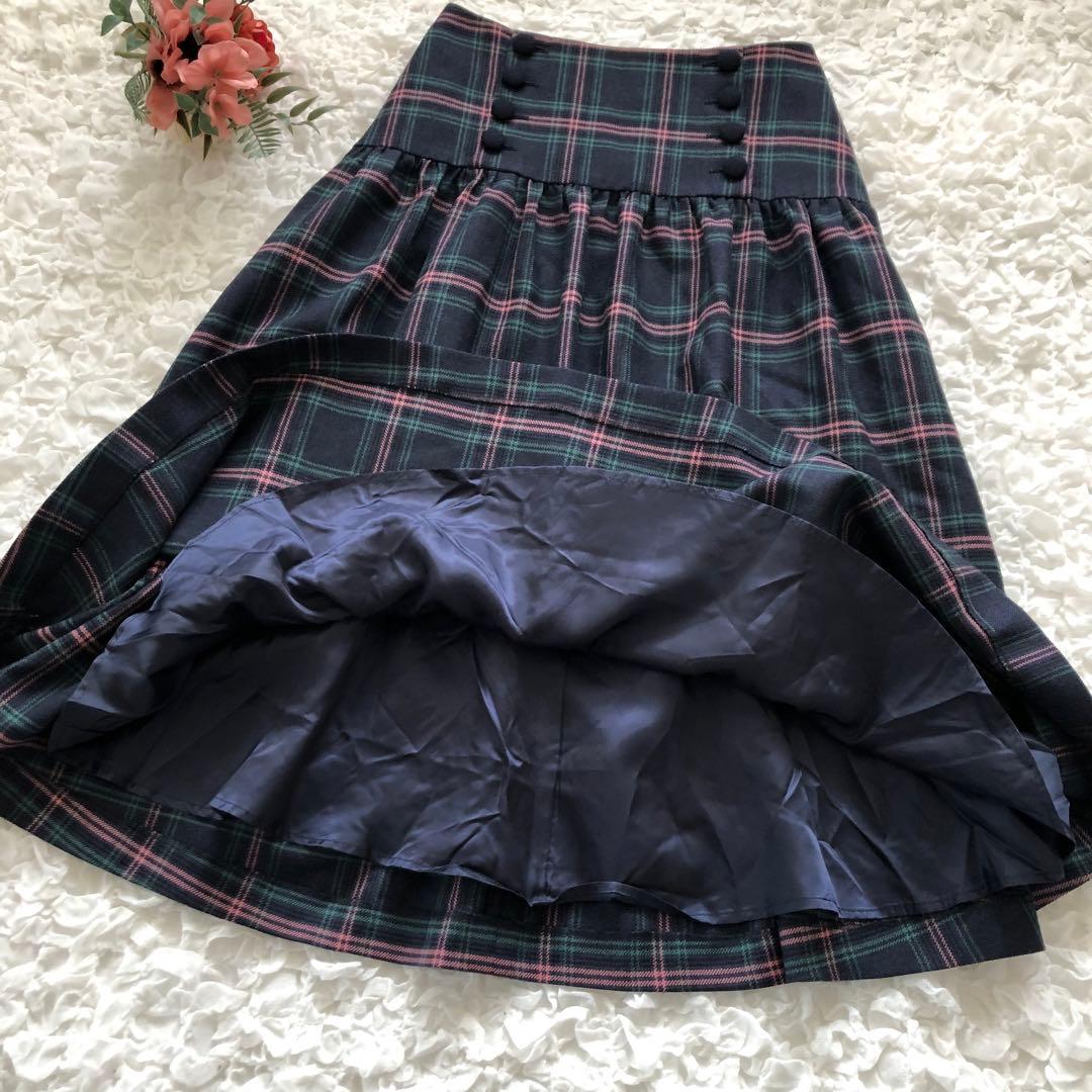 ボーダーズアットバルコニー◆ チェック フレア プレイドスカート 38